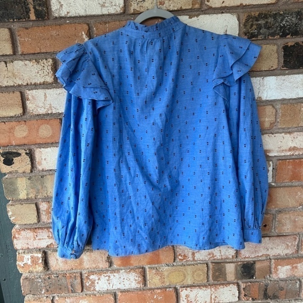 Joie Idonia Ruffle Sleeve Peasant Cotton Blouse - Picture 8 of 10